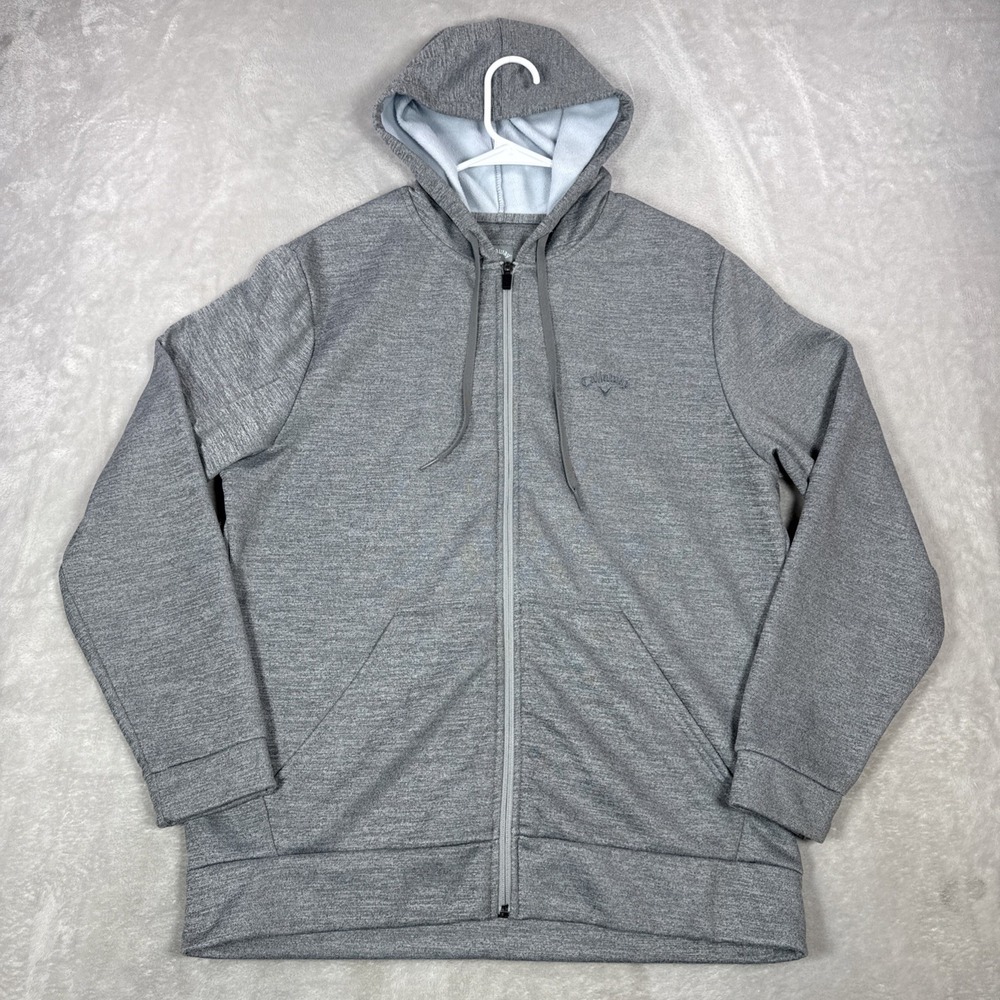 Callaway Mens Full Zip Performance Hoodie Gray Golf Jacket Size Medium